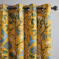 Topfinel 90 Inches Long Curtains & Drapes 2 Panels, Unique Nature Luxury Elegant Colorful Dark Floral Hummingbird Patterned Rustic Mustard Yellow Grommet Drapes for Classroom Room Office Closet 52x90