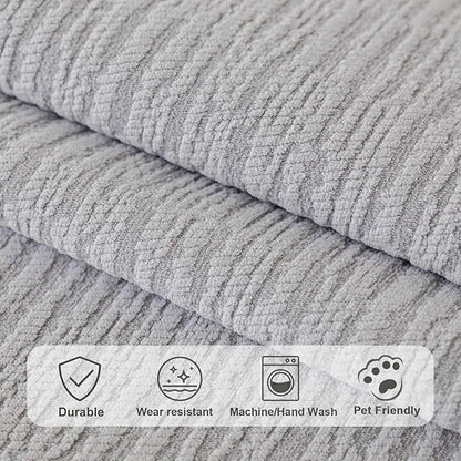 Soft Waterproof Chenille Cover Washable, Non Slip Sectional Sofa Covers for 3 Cushion Couch Sofa L Sharped Sofa Slipcover for Pets, Furniture Protector (1 PCS 27"x27" Light Grey)