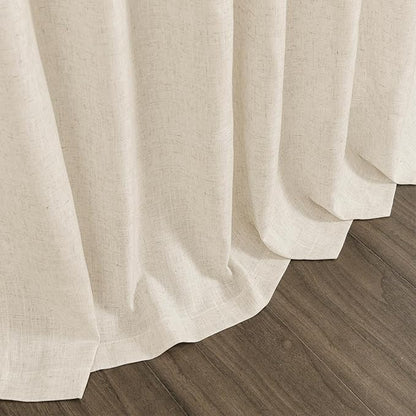 Birch Beige Linen Curtains for Living Room 105 Inches Long Light Filtering Semi Sheer Curtain Back Tab Modern Farmhouse Decor Elegant Luxury Coastal Drapes for Bedroom Dinner Room 52x105, 2 Panels