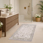 Light Grey 3x4 Large Boho Bathroom Rug - Modern Vintage Eclectic Floral Pastel Neutral Taupe, Washable Low Pile Non-Slip Area Rugs for Entryway, Kitchen, Bedroom Beside Bed, Powder Room