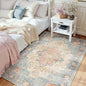 RELEANY Area Rugs 3'x5' Washable Non-Slip, Floral Vintage Distress Print Pattern Medallion Carpet for Living Room Bedroom Dining Room, Blue Orange Red