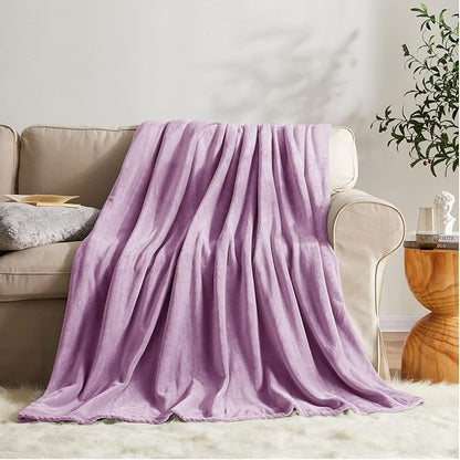 KMUSET Fleece Blanket Throw Size Lilac Lightweight Super Soft Cozy Luxury Bed Blanket Microfiber