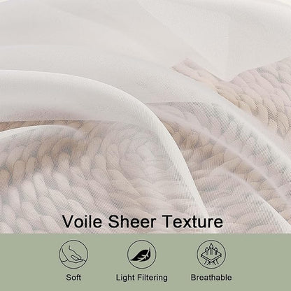 OWENIE Extra Long Ivory Sheer Curtains 144 inch 2 Panels Set, Translucent Backdrop Window Scarf Drapes for Canopy Bed/Wedding/Living Room/Anniversary, 12FT Length, Each 59Wx144L in, 2PCS, Ivory