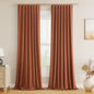 Guken Terracotta 100% Blackout Curtains 84 Inch Length 2 Panels Set Fall Curtains for Living Room Bedroom Back Tab Thermal Insulated Black Out Linen Drapes，52x84
