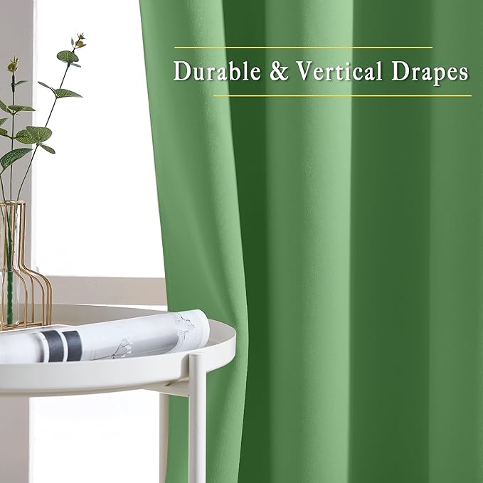 NICETOWN Forest Green Room Darkening 102 inch Curtains, Grommet Thermal Curtains Weighted Window Treatments for Living Room/Farmhouse, W46 x L102, 2 Panels