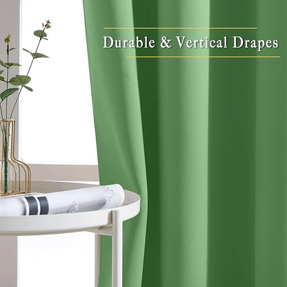 NICETOWN Forest Green Room Darkening 102 inch Curtains, Grommet Thermal Curtains Weighted Window Treatments for Living Room/Farmhouse, W46 x L102, 2 Panels
