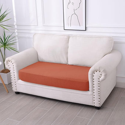 hyha Waterproof Couch Cushion Covers for Pets, Non Slip Sofa Seat Cover for Dogs Washable, Soft Thick Stretch Jacquard Fabric, Sofa Slipcovers with Elastic Bottom (1 Piece for Medium, Rust)
