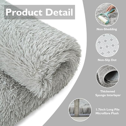yulidayang Soft Round Area Rug for Kids Bedroom, Fluffy Fuzzy Shaggy Rug 3'X3'for Living Room, Non Slip Circle Plush Rug for Girls Room Nursery Dorm Decor,Light Grey
