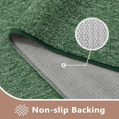 FinRèc 4x6 Washable Area Rugs for Bedroom Living Room, Low Pile Thin Rug Solid Color, Non-Slip Carpet Indoor for Home Decor (Green)