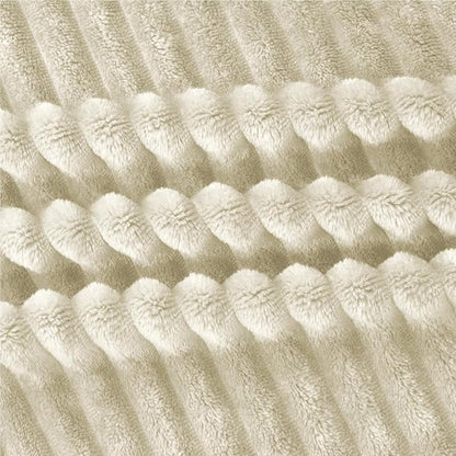 BEDELITE Fleece Blanket King Size – 3D Ribbed Jacquard Soft and Warm Decorative Fuzzy Blankets – Cozy, Fluffy, Plush Lightweight Throw Blankets for Couch, Bed, Sofa(Beige, 108x90 inches)