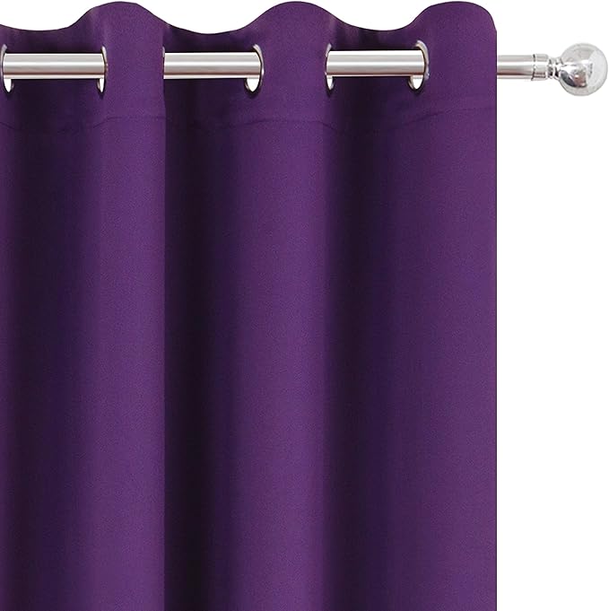 LEMOMO Purple Thermal Blackout Curtains/52 x 72 Inch/Set of 2 Panels Room Darkening Curtains for Bedroom