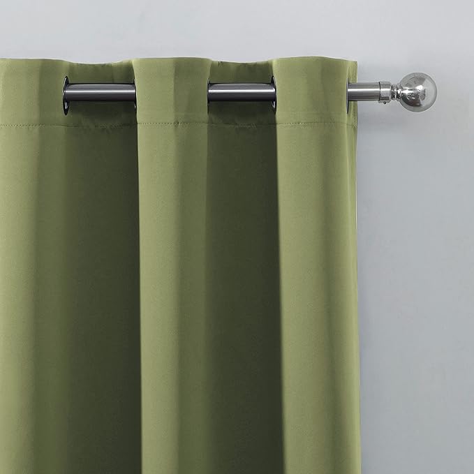 LEMOMO Olive Green Thermal Blackout Curtains/42 x 84 Inch/Set of 2 Panels Room Darkening Curtains for Bedroom