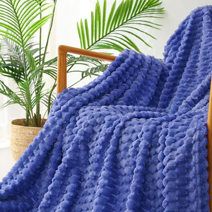 Exclusivo Mezcla Fleece Twin Blanket for Bed, Extra Large Fuzzy Cobalt Blue Bed Blankets, Soft Cozy Plush Sofa Throws for All Seasons, 60x80 Inches