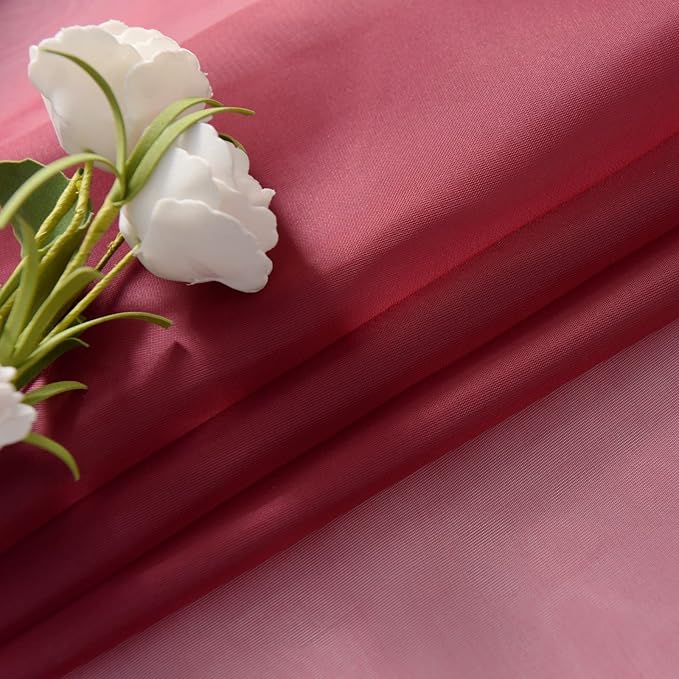 SpaceDresser Basic Rod Pocket Sheer Voile Window Curtain Panels Burgundy 1 Pair 2 Panels 52 Width 63 Inch Long for Kitchen Bedroom Children Living Room Yard(Burgundy,52 W x 63 L)