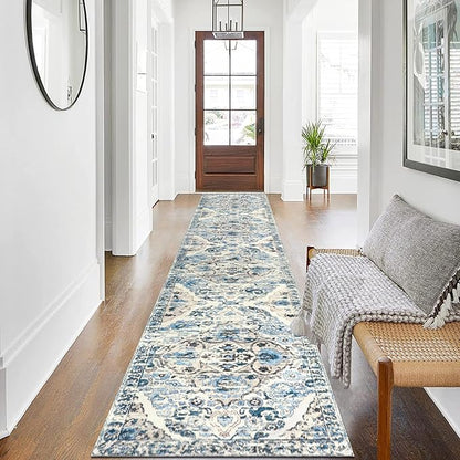 HEBE Hallway Runner Rug 2'x10' Washable Vintage Distressed Area Rugs Non Slip Laundry Rug Runner Boho Floor Carpet Runners for Hallways Entryway Laundry Room Kitchen Bathroom