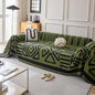 HANDONTIME Boho Geometric Couch Covers for Sofa Pet Friendly Avocado and Black Sofa Covers Washable Chenille Couch Blanket Cover for 3 4 Cushion Couches Pet Protector Furniture Cover Soft, 71" X 134"