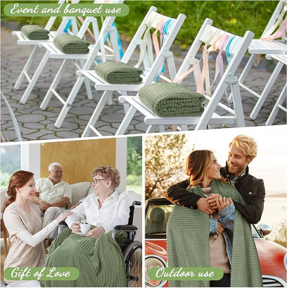 Buryeah 24 Pcs Flannel Throw Blanket Bulk 50 x 60 in Sleepover Blanket Outdoor Wedding Throw Lightweight, Oeko-tex Standard 100 Certified for Sofa Homeless Gifts (Sage Green)