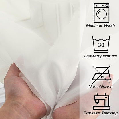 Simplebrand Rod Pocket Top Solid Voile Sheer Curtains for Bedroom, 54 Inch Length Drapes Set of 2, Lightweight and Light Filtering Elegant Ivory Curtains Panels Window Treatment, 42W×54L, Ivory