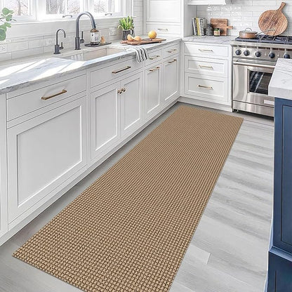 KOZYFLY Boho Runners for Hallways 2x7 ft Washable Kitchen Runner Non Slip Rubber Backed Hall Runners Cotton Entryway Runner Rugs Floor Carpet for Indoor Backdoor Bedroom Kitchen, Tan/Orange/Brown
