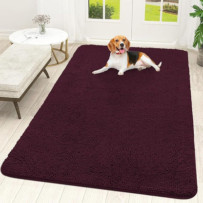 OLANLY Dog Door Mat for Muddy Paws 70x46, Absorbs Moisture and Dirt, Absorbent Non-Slip Washable Doormat, Quick Dry Chenille Mud Mat for Dogs, Entry Indoor Entryway Carpet for Inside Floor, Russet