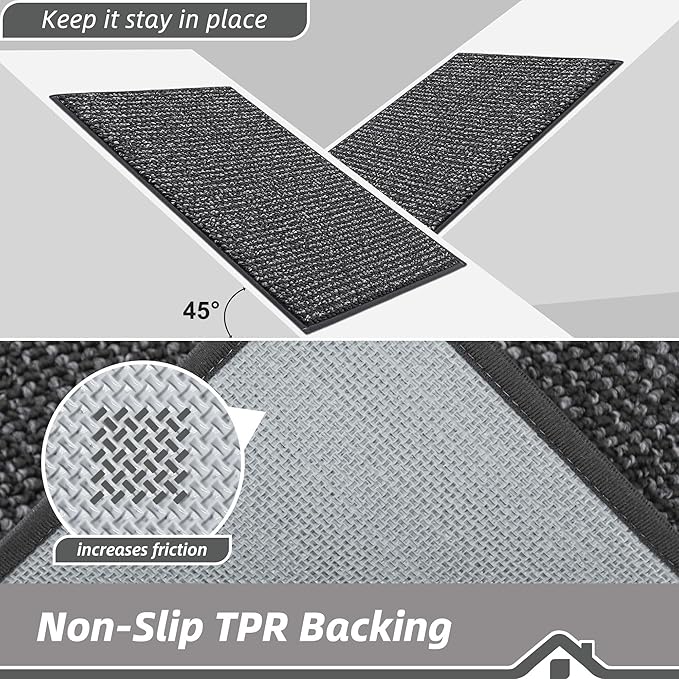 BEQHAUSE Kitchen Runner Rugs 20"x48", Non-Slip Kitchen Mats for Floor, Super Absorbent and Stain Resistant Kitchen Rug, Machine Washable Rugs for Kitchen, Hallway, Laundry & Sink, Charcoal