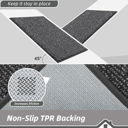 BEQHAUSE Kitchen Rugs 20"x32", Non-Slip Kitchen Mats for Floor, Super Absorbent and Stain Resistant Kitchen Rugs, Machine Washable Rugs for Kitchen, Hallway, Laundry & Sink, Charcoal