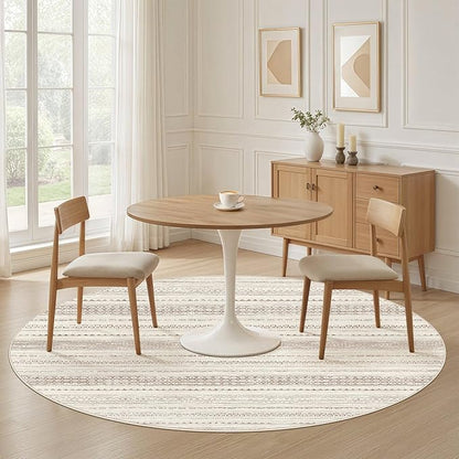 Nakagishi Round Rug Boho Area Rugs: 5x5 Washable Large Circle Neutral Soft Stain Resistant Non-Slip Carpet for Women Aged 25-45 Farmhouse Decor Enthusiasts - Living Room Bedroom Dining Room Nursery