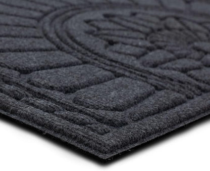 Mohawk Home Entryway Door Mat 2' X 3' All Weather Outdoor Non Slip Recycled Rubber Doormat, Rope Impressions Graphite