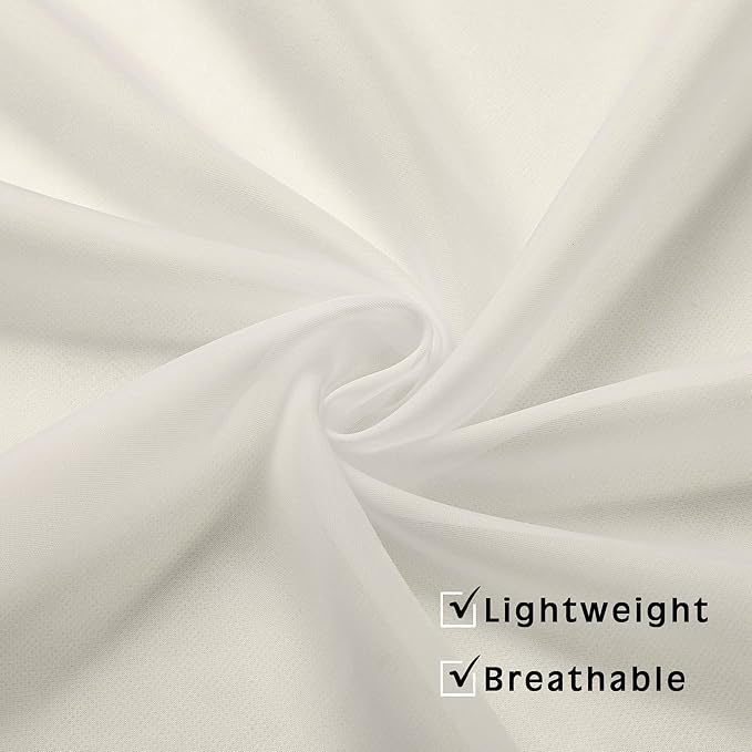 OVZME Sheer Curtains Ivory 45 inches Long Kitchen Curtains, Rod Pocket Clean Selvedge Voile Window Treatments, 2 Panels=84 Inches Width.