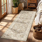 Yamaziot Washable Runner Rug, 2x6 Non-Slip Boho Vintage Hallway Rug Runner with Rubber Backing, Stain Resistant Faux Wool Distressed Carpet Runner for Kitchen, Laundry, Entrance, Beige Brown