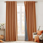 RYB HOME Burnt Orange Total Blackout Curtains Linen Texture, Fall Curtains for Bedroom/Living Room/Office, Thermal Insulated Boho Farhmouse Home Decor, Luxury Privacy Drapes, W52xL96, 2 Panels
