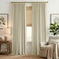 NICETOWN Room Darkening Living Room Curtains 96 inches Long, Pinch Pleated Curtains Faux Linen Blend Light Blocking Noise Canceling Drapes for Bedroom, Linen Beige, W52 x L96, 2 Panels