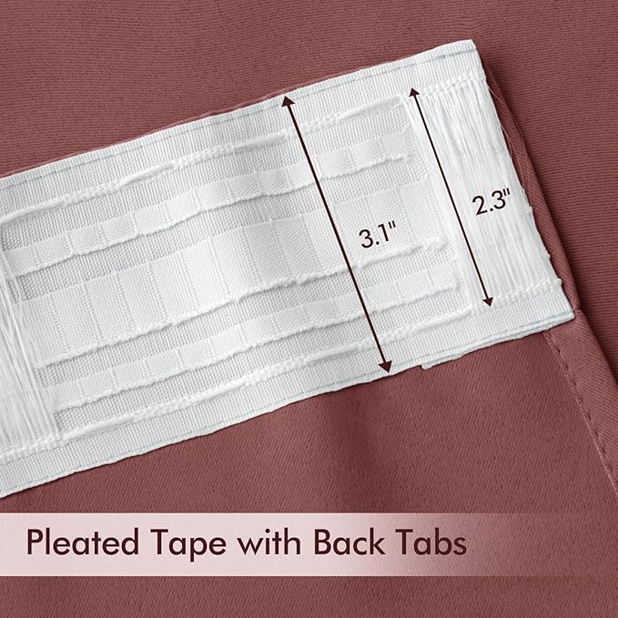 MIULEE Dusty Rose Back Tab Blackout Curtains 84 Inch Length 2 Panels Set for Living Room Bedroom Privacy, Rod Pocket/Pinch Pleat Thermal Insulated Room Darkening Pleated Light Blocking Drapes