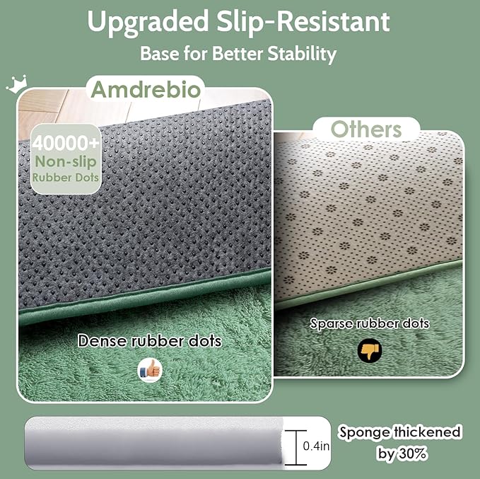 Amdrebio Sage Green Round Rug 6Ft for Living Room Bedroom, Fluffy Furry Circle Rugs for Nursery, Classroom, Baby Kids Room Decor, Cute Shaggy Area Rug for Teen Boys, Fuzzy Plush Light Mint Carpet