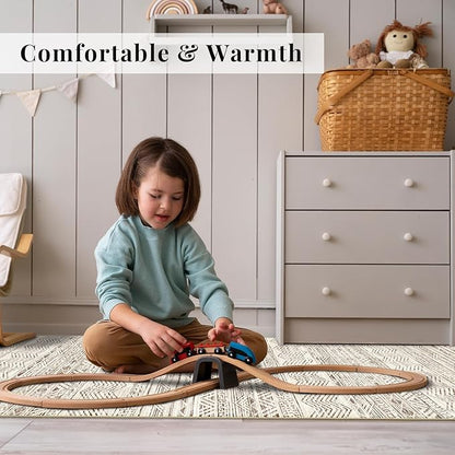3x18 Washable Kitchen Runner Rug: Modern Moroccan Runners for Hallway Soft Non Slip Rugs with Rubber Backing Low Pile Thin Waterproof Floor Carpet for Entryway Bedroom Bathroom Indoor 3x18 Beige