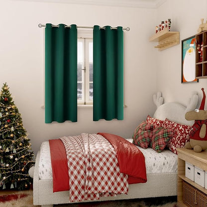 BGment Christmas Blackout Curtains - Grommet Thermal Insulated Room Darkening Bedroom and Living Room Curtains, Set of 2 Decorative Curtain Panels (42 x 63 Inch, Emerald Green)