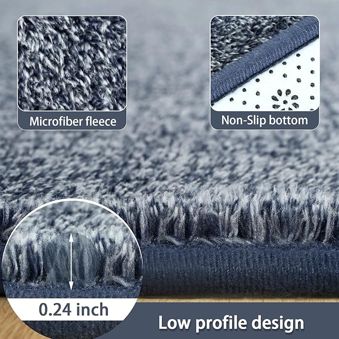 AROGAN Washable 7×10 Living Room Rug, Modern Area Rugs with Soft Memory Foam for Bedroom, Minimalist Non-Slip Indoor Floor Carpet for Dining Room Office Kids Playroom Decor, Navy Blue