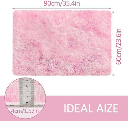 Small Area Rug for Bedroom 2x3ft Mini Tie-Dye Pink Fluffy Rug Mat Bedside Throw Rug for Kids Room Boys Teens Nursery Baby Dorm Living Room Home Decor Aesthetic Carpets