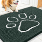 Smiry Dog Door Mat for Muddy Paws, Absorbent Dirt Trapper Non Slip Quick Dry Washable Chenille Mat for Mud Dogs, Entry Rug for Indoor and Outdoor (30x20 Inches, Green and White)