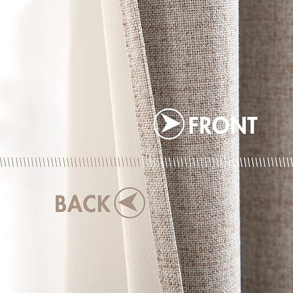 MIULEE Linen Texture Curtains, 2 Pack Blackout Thermal Insulated Khaki, 52x120 Inch Grommet Room Darkening Curtains/Draperies for Bedroom, Living Room, Nursery