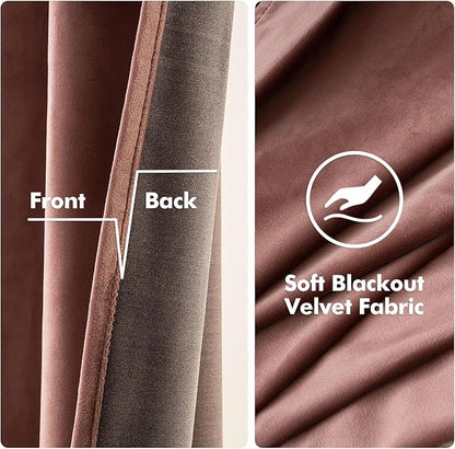 MIULEE Elegant Velvet Curtains Dusty Rose Pink Grommet Curtains Thermal Insulated Soundproof Room Darkening Blackout Curtains/Drapes for Girls & Ladys Living Room/Bedroom Decor 52 x 84 Inch 2 Panels