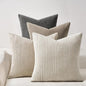 Topfinel 4 Packs Natural Decorative Throw Pillows Covers 26x26 Inch for Living Room Couch Bed Sofa, Rustic Farmhouse Boho Neutral Home Decor, Soft Plush Striped Corduroy Square Cushion Case 65x65 cm