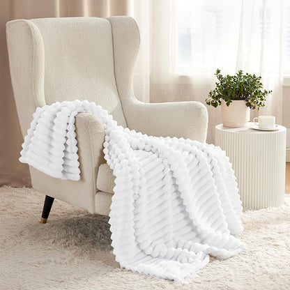 Bedsure GentleSoft White Twin XL Blanket for Bed - Cozy Soft Blankets for Women, Cute Small Fleece Throws for Girls, Birthday Gifts for Women Decor Gifts for Mom, Bright White, 66x90 Inches