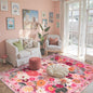 Pink Floral Girls Room Rug 4x6, Non-Slip Washable Rugs for Bedroom Living Room Nursery Kitchen Dining Room Indoor, Ultra-Thin Soft Stain Resistant Girls Room Decor(4 x 6, Pink Garden)
