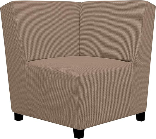 Easy-Going Stretch Sectional Corner Sofa Slipcover 1-Piece Couch Sofa Cover Furniture Protector Soft with Elastic Bottom for Kids, Pet, Spandex Jacquard Fabric Camel