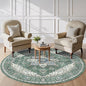 AMADA HOMEFURNISHING Round 6ft Area Rugs, Blue Low-Profile Washable Rug with Non-Slip Backing & Durable Edge Binding, Vintage Rugs for Living Room, Bedroom, Dinning Room