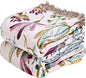 MSGKV Boho Throw Blanket for Bed 60"x80" Floral 100% Cotton Couch Blanket Spring Breathable Lightweight Farmhouse Flower Twin Size Blankets for Sofa Home Decor Muslin All Seasons