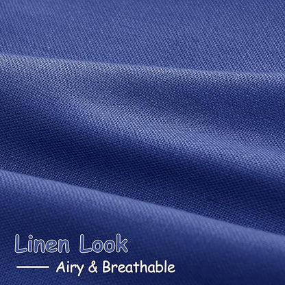 Nanspring Classic Blue Linen Curtains 108 Inches Long for Living Room Bedroom 2 Panels Set Extra Long Back Tab Curtain Light Filtering Sheer Drapes Floor to Ceiling Curtain for Large Windows 52x108