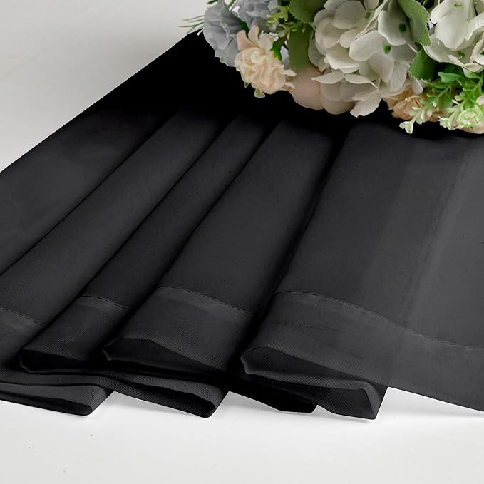 Aiyufeng Black Curtains - Farmhouse Semi Sheer Window Covering, Light & Airy Privacy Panels for Bedroom, Living Room, Patio, Glass Door, 40 inch Width x 45 inch Length, Set of 2