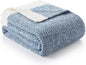 Snuggle Sac Heather Blue Throw Blanket for Couch, Oversized Throw XL Super Soft Warm Blankets Cozy Knit Fuzzy Lightweight Throws for Sofa, Bed, Camping, Picnic, Heather Blue, 50x70 inches